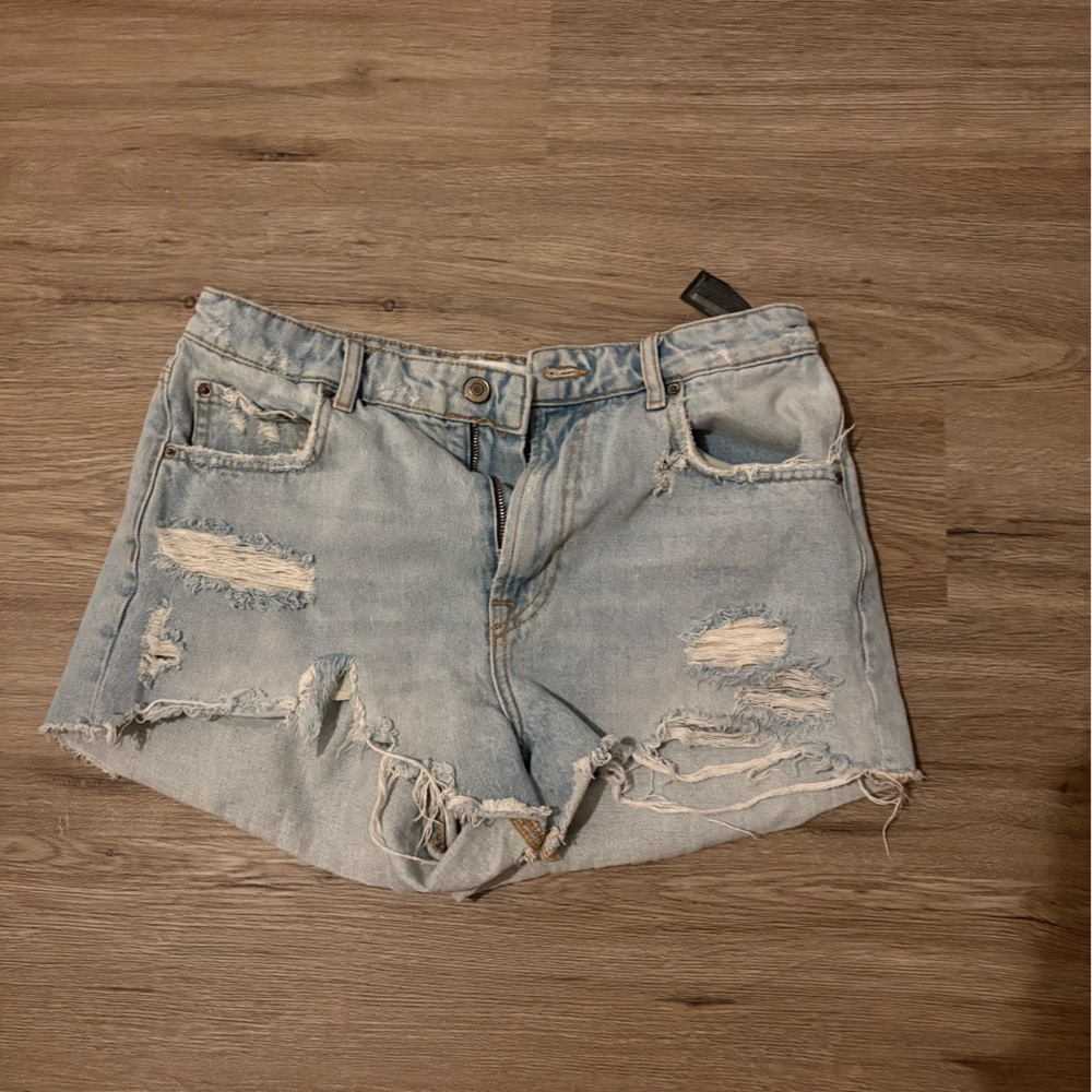 Zara Light Blue High Waist Women Shorts